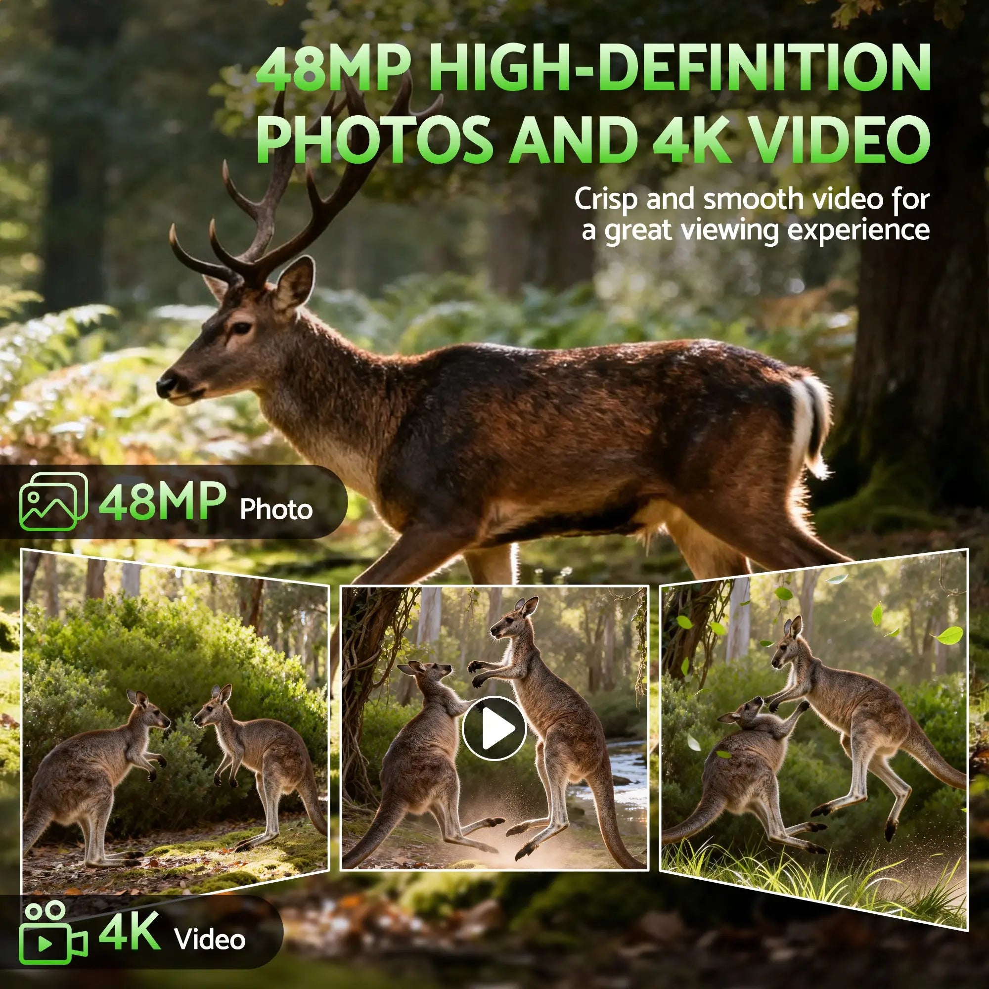 UL-TECH 4K WiFi Trail Camera 48MP 0.2s Trigger Game Camera Camo Wholesale Hub