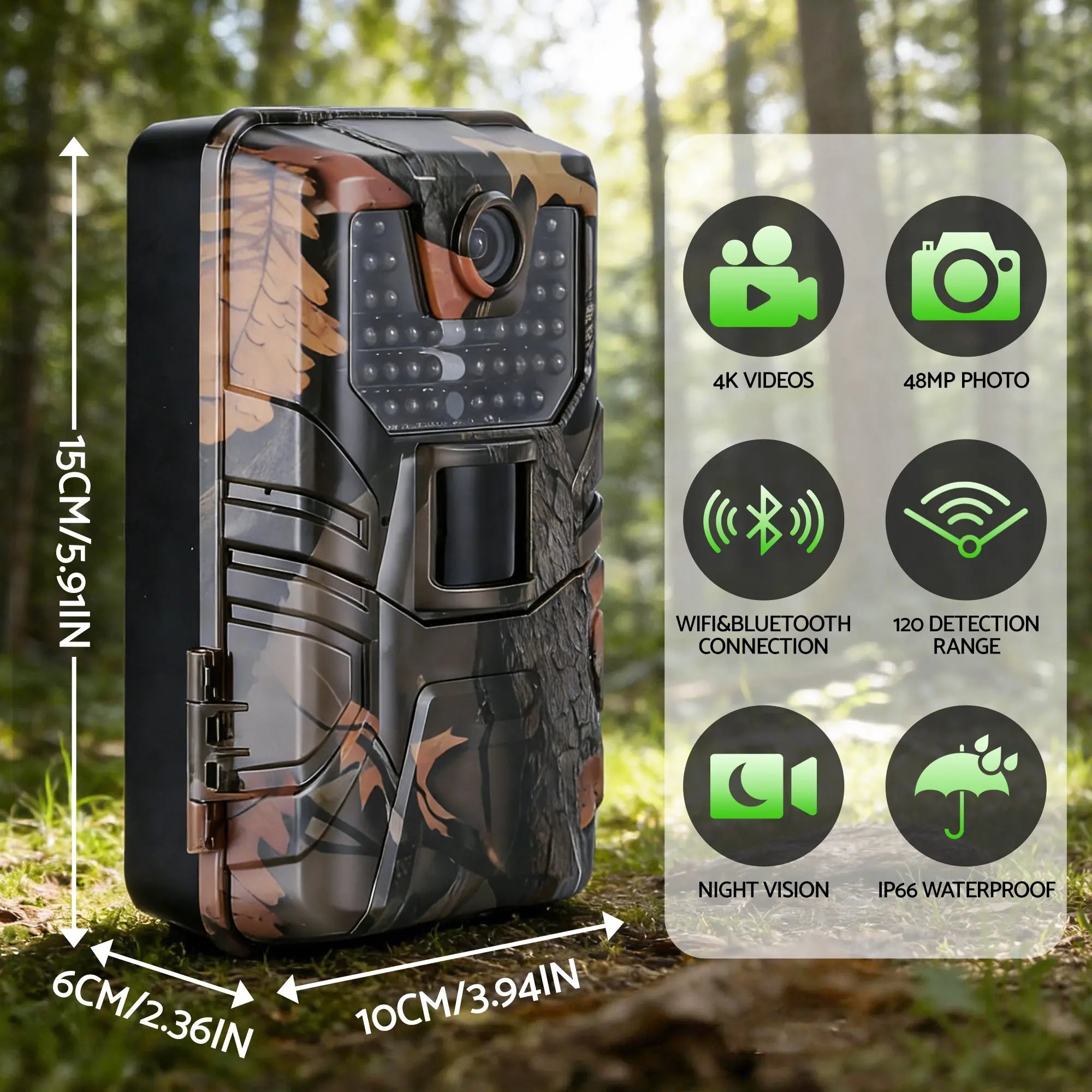 UL-TECH 4K WiFi Trail Camera 48MP 0.2s Trigger Game Camera Camo Wholesale Hub