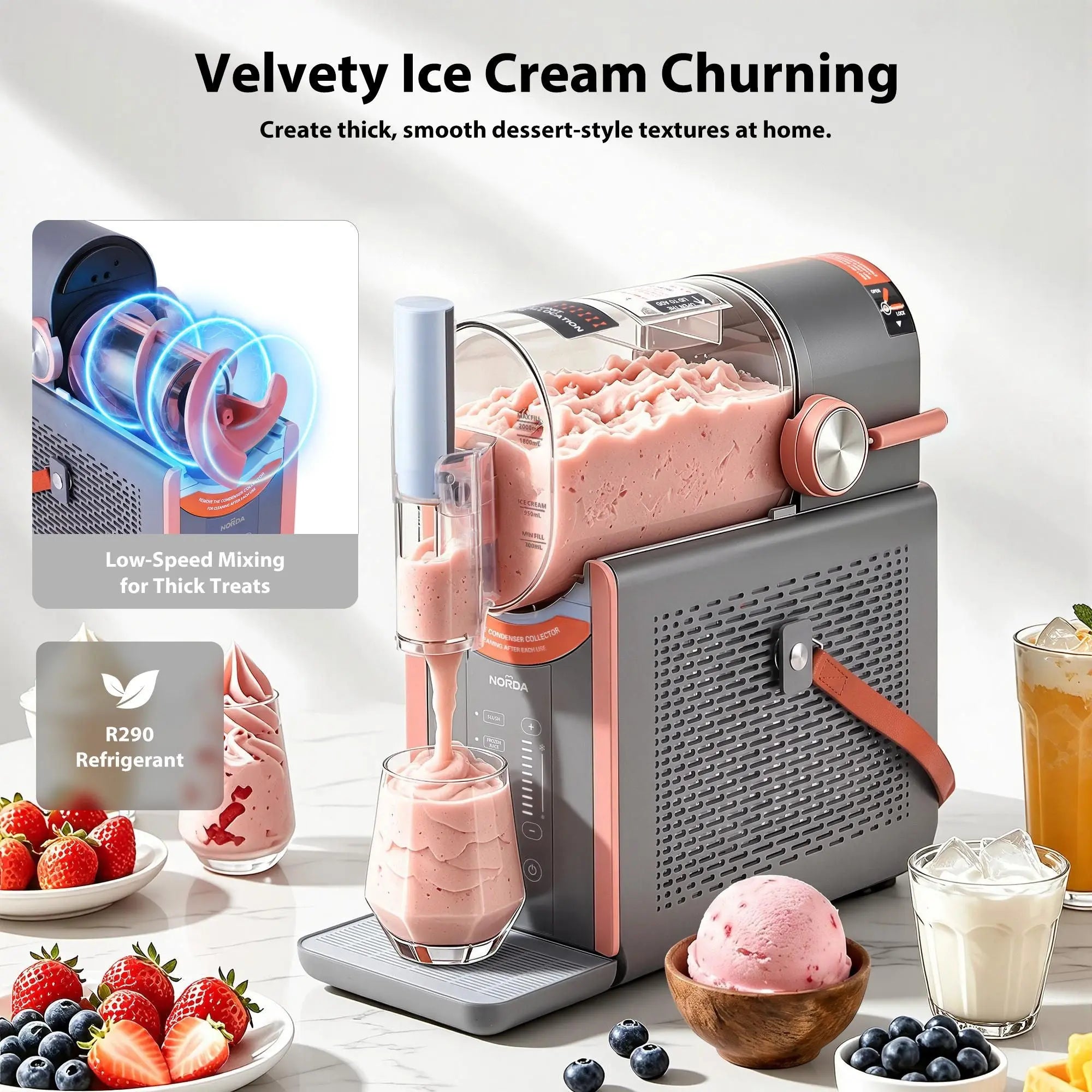 NORDA 2L Slushie Machine Frozen Drink Maker Ice Cream Maker Countertop Grey Wholesale Hub