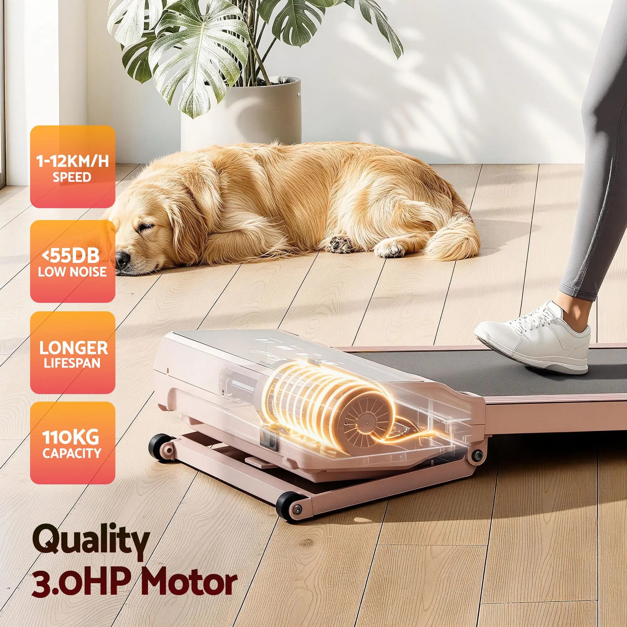 Everfit 3 in 1 Walking Pad Treadmill 20% Auto Incline Under Desk Treadmills for Home Gym With 40cm Wide Belt Pink Wholesale Hub