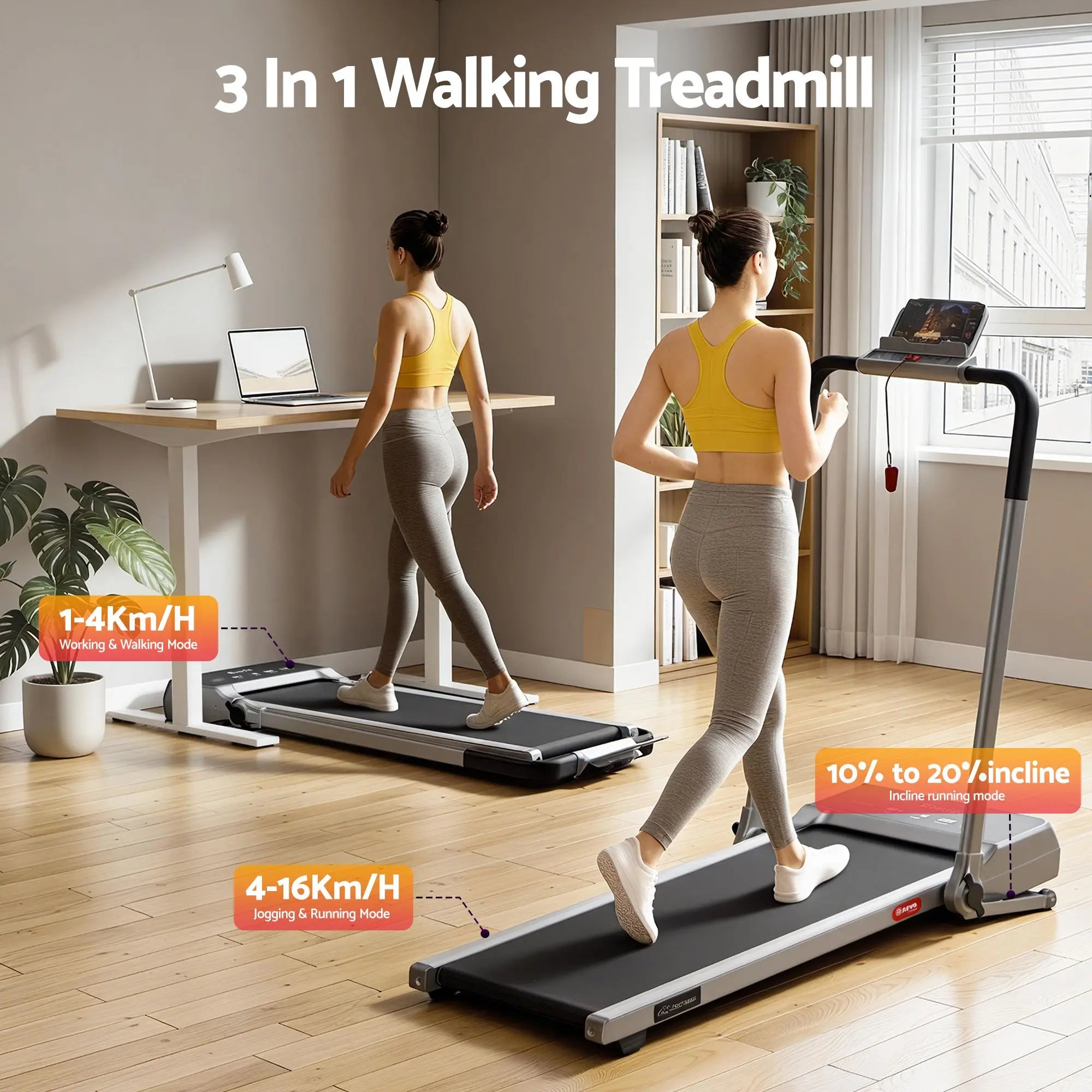 Everfit 3 in 1 Walking Pad Treadmill 20% Auto Incline Under Desk Foldable Treadmills for Home With 40cm Wide Belt Silver Wholesale Hub