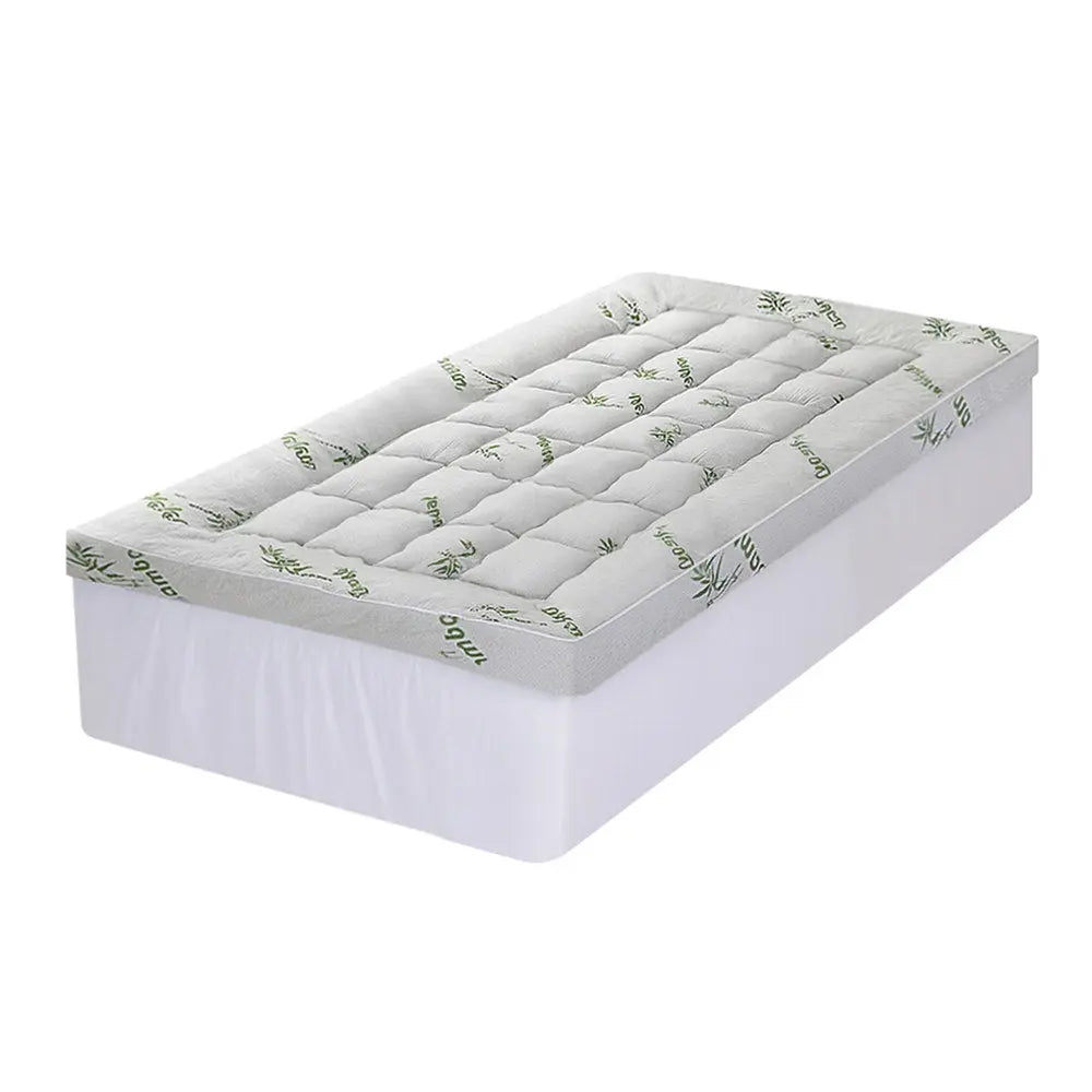 Giselle Bedding 1500GSM Pillowtop Mattress Topper Bamboo Mattress Pad for Back Pain Relief Washable 11cm Thick Bed Cover with 45cm Deep Pocket King Single Wholesale Hub