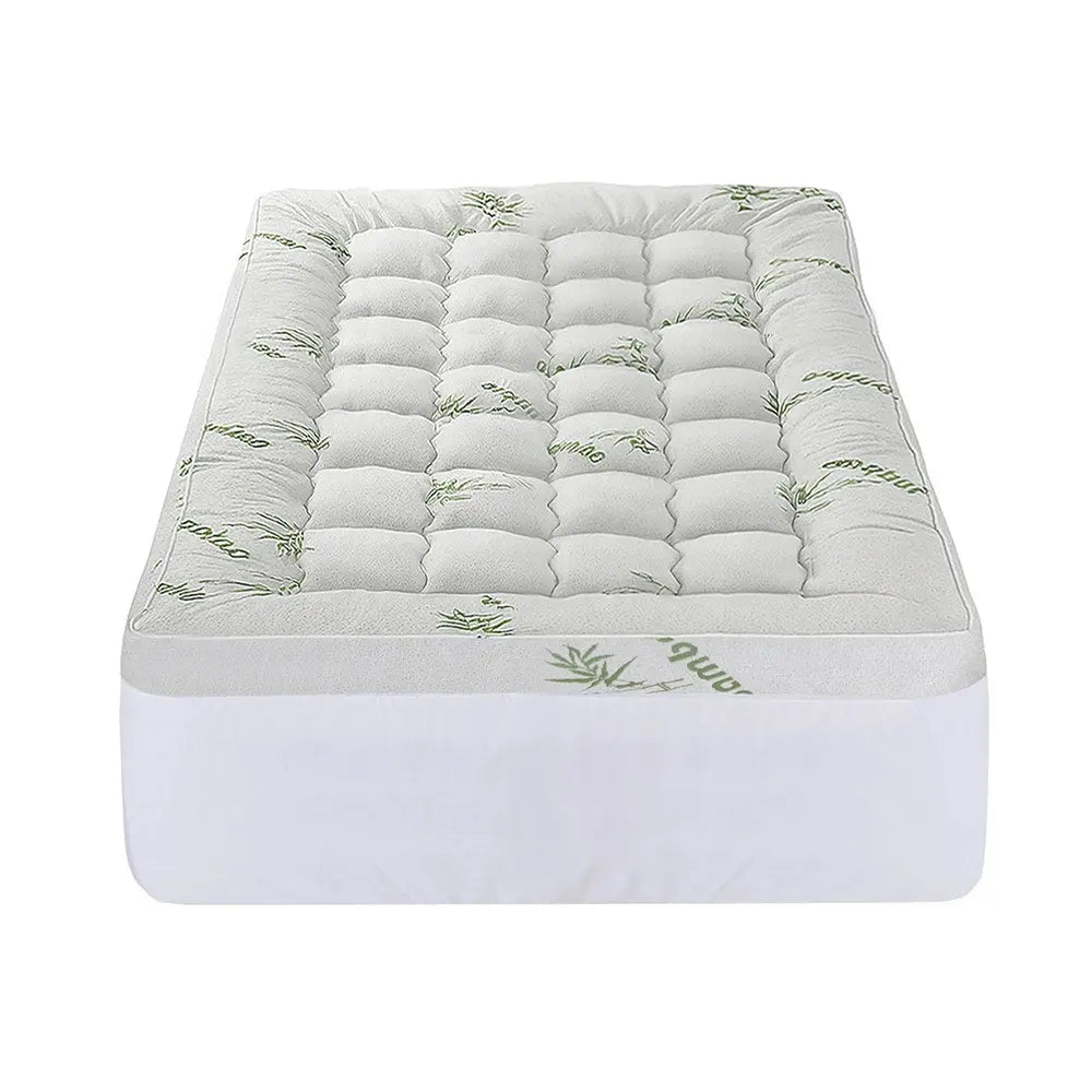 Giselle Bedding 1500GSM Pillowtop Mattress Topper Bamboo Mattress Pad for Back Pain Relief Washable 11cm Thick Bed Cover with 45cm Deep Pocket King Single Wholesale Hub