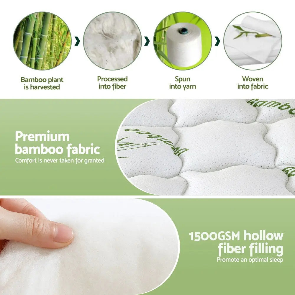 Giselle Bedding 1500GSM Pillowtop Mattress Topper Bamboo Mattress Pad for Back Pain Relief Washable 11cm Thick Bed Cover with 45cm Deep Pocket King Single Wholesale Hub