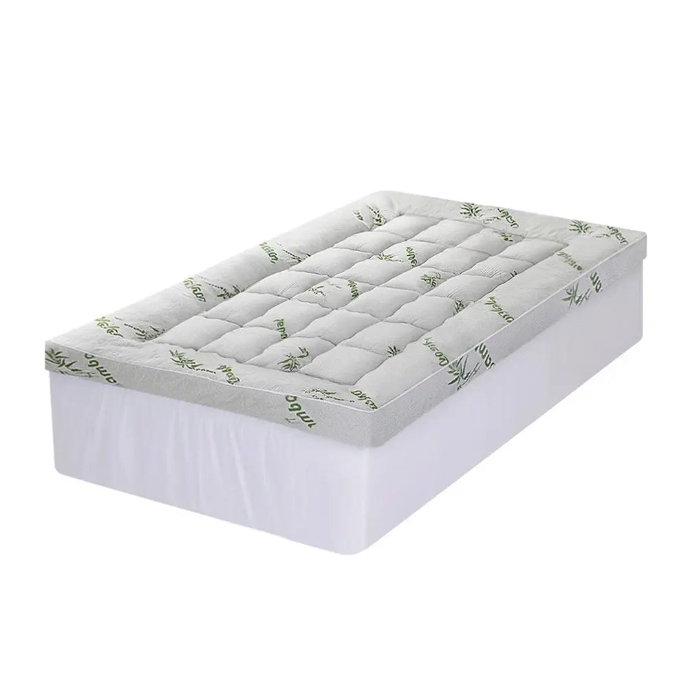 Giselle Bedding 1500GSM Pillowtop Mattress Topper Bamboo Mattress Pad for Back Pain Relief Washable 11cm Thick Bed Cover with 45cm Deep Pocket Single Wholesale Hub