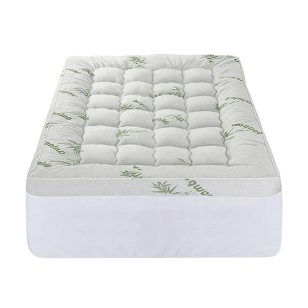 Giselle Bedding 1500GSM Pillowtop Mattress Topper Bamboo Mattress Pad for Back Pain Relief Washable 11cm Thick Bed Cover with 45cm Deep Pocket Single Wholesale Hub