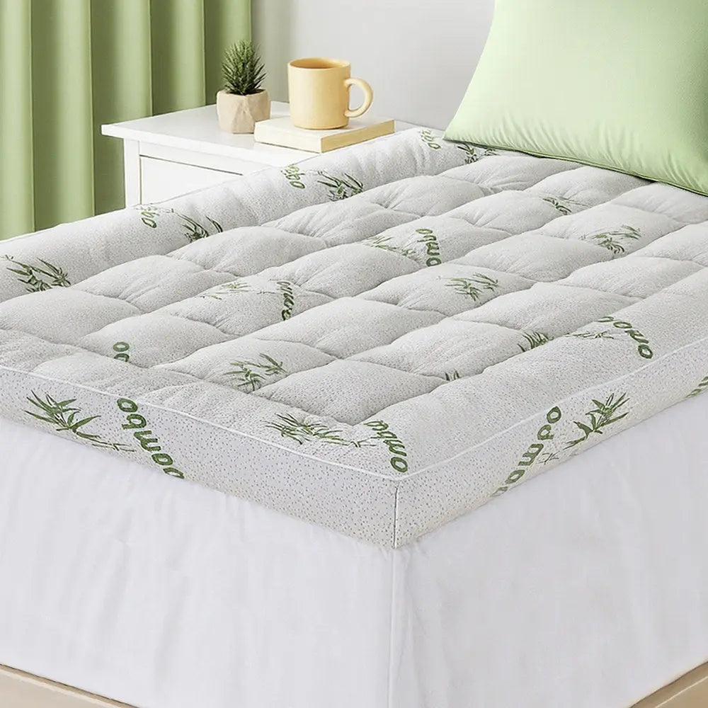Giselle Bedding 1500GSM Pillowtop Mattress Topper Bamboo Mattress Pad for Back Pain Relief Washable 11cm Thick Bed Cover with 45cm Deep Pocket Single Wholesale Hub