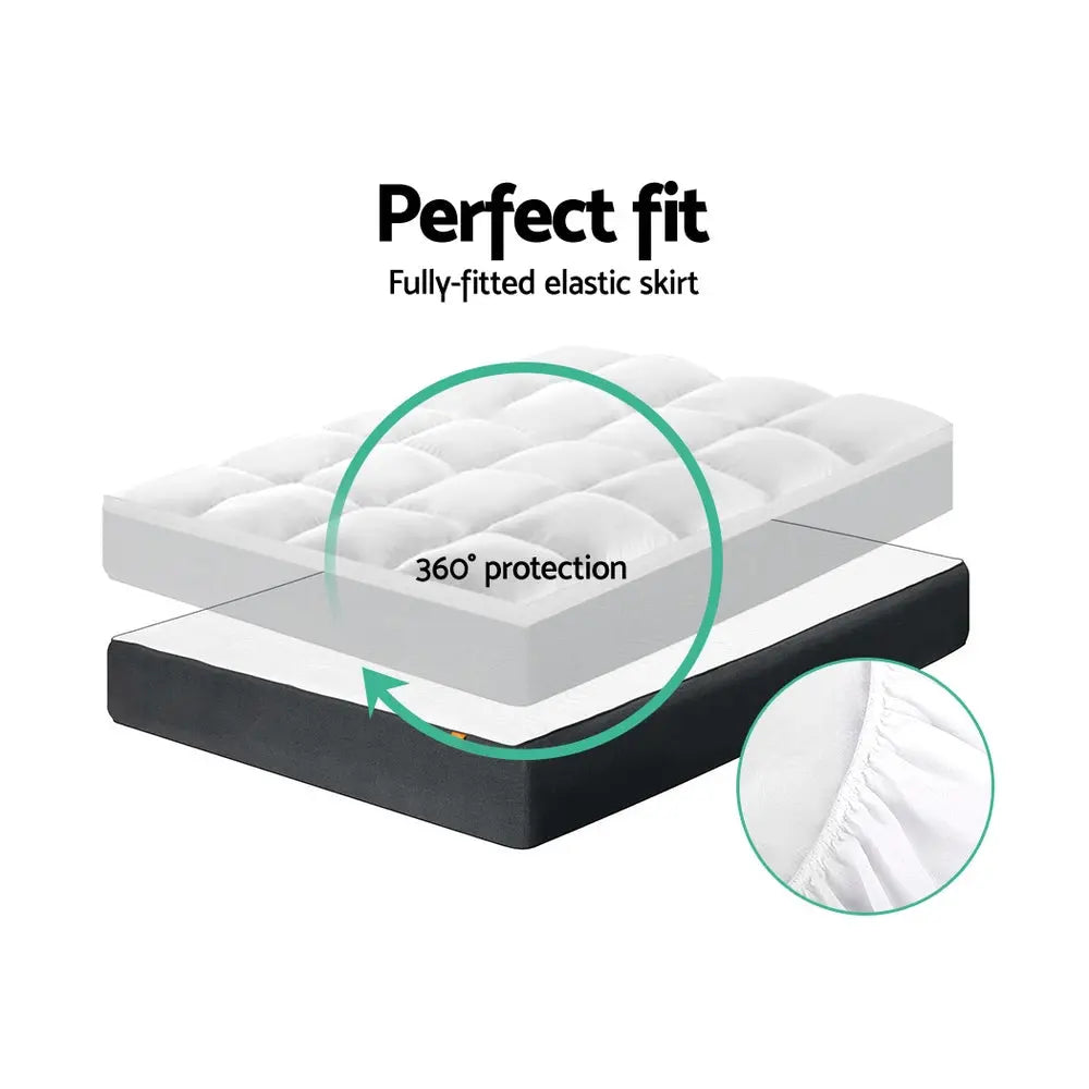 Giselle Bedding Pillowtop Mattress Topper 5cm Thick Pad for Back Pain Relief Washable Underlay Protector 1000GSM Microfibre Filling 45cm Deep Pocket Single Wholesale Hub