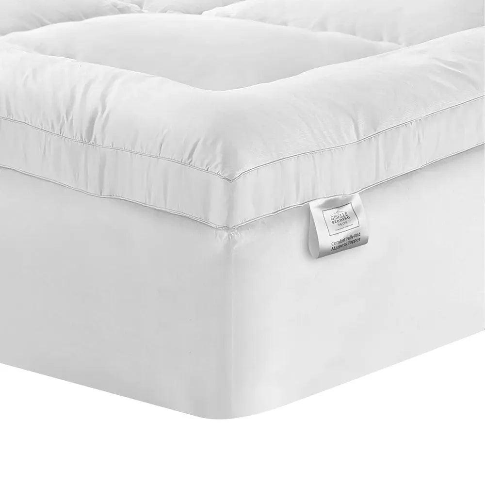 Giselle Bedding Pillowtop Mattress Topper 5cm Thick Pad for Back Pain Relief Washable Underlay Protector 1000GSM Microfibre Filling 45cm Deep Pocket Single Wholesale Hub