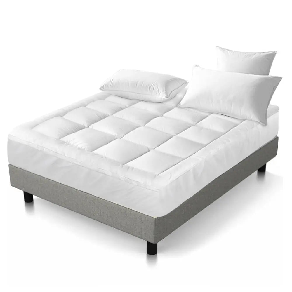 Giselle Bedding Pillowtop Mattress Topper 5cm Thick Pad for Back Pain Relief Washable Underlay Protector 1000GSM Microfibre Filling 45cm Deep Pocket Single Wholesale Hub