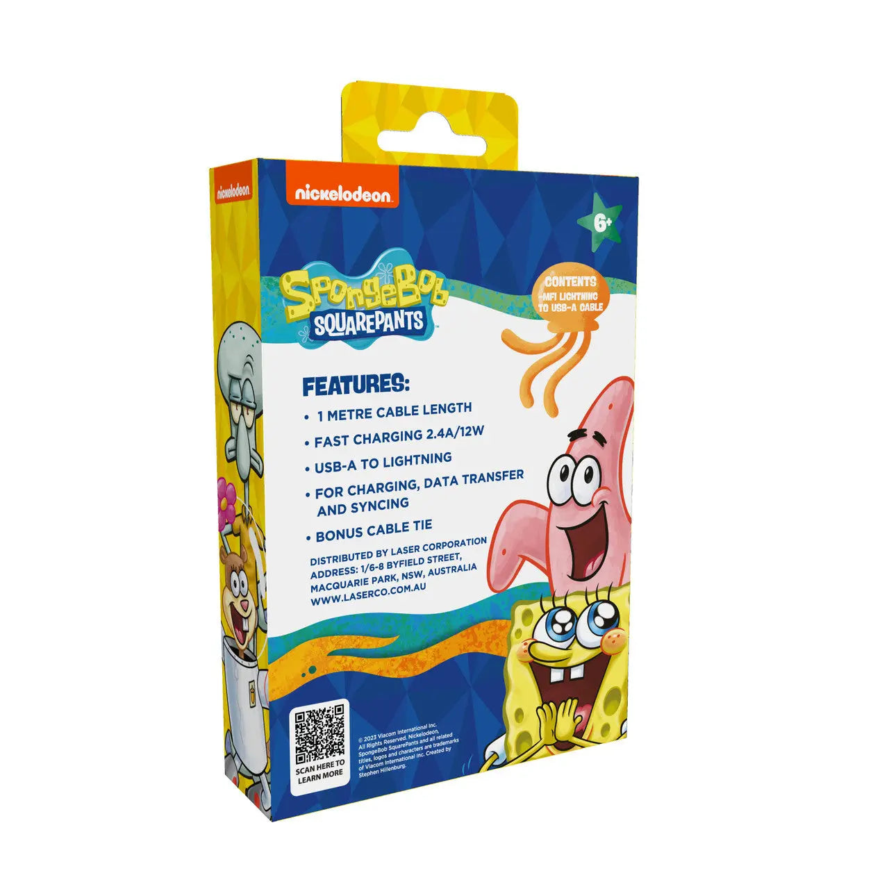 Sponge Bob SquarePants Lightning Cable 1M Wholesale Hub