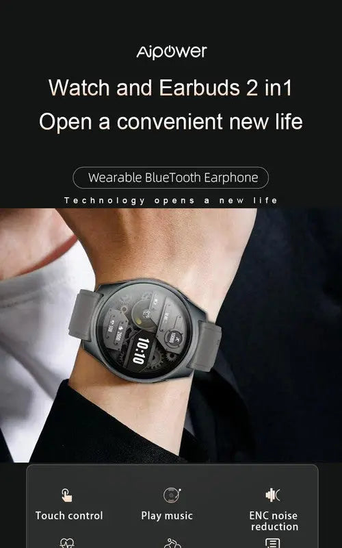 2-in-1 Smartwatch /Earphones & Charging Dock | 4GB MP3, Health Tracker | Titanium Grey | World’s First Patented Wholesale Hub