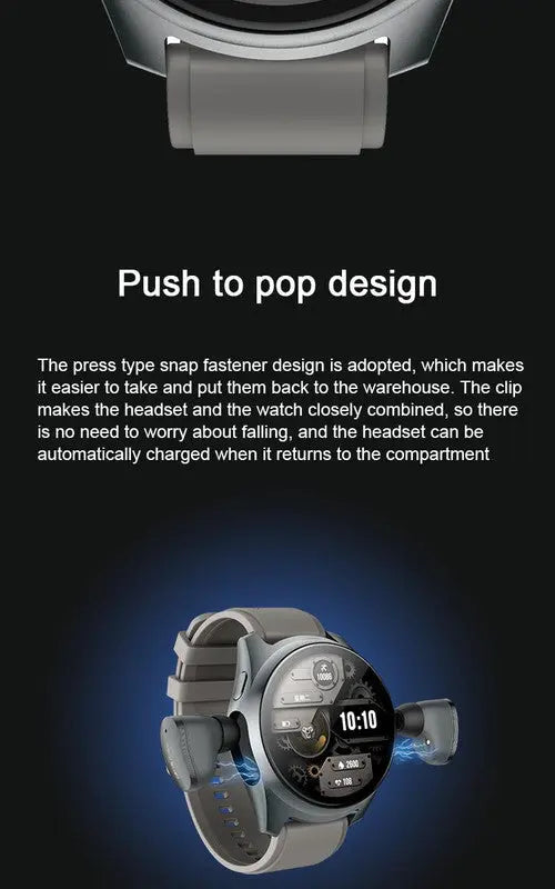 2-in-1 Smartwatch /Earphones & Charging Dock | 4GB MP3, Health Tracker | Titanium Grey | World’s First Patented Wholesale Hub