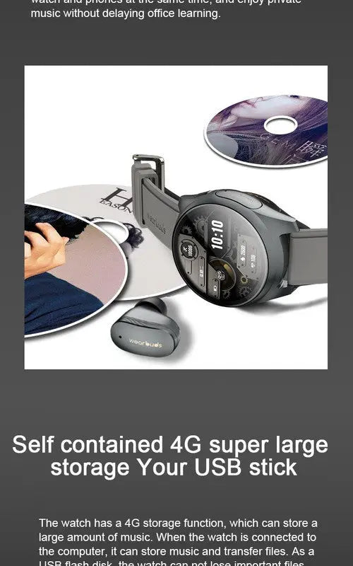 2-in-1 Smartwatch /Earphones & Charging Dock | 4GB MP3, Health Tracker | Titanium Grey | World’s First Patented Wholesale Hub