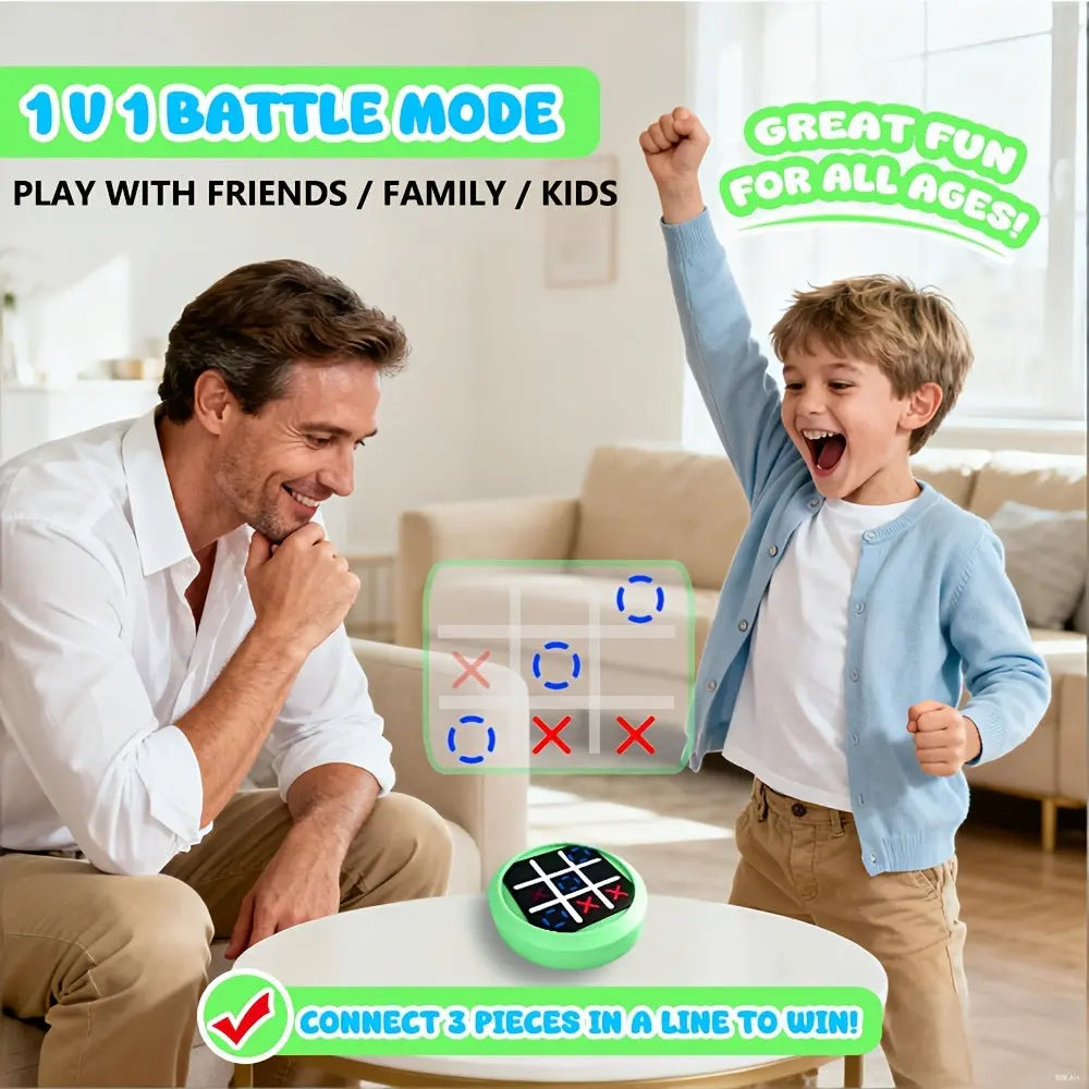 4-in-1 Electronic Tic Tac Toe Game: AI Battle, Two-Player Mode, Memory & Speed Challenge | Handheld Portable Game Console, Suitable for Both Kids and Adults (Batteries Not Included)(green) Wholesale Hub