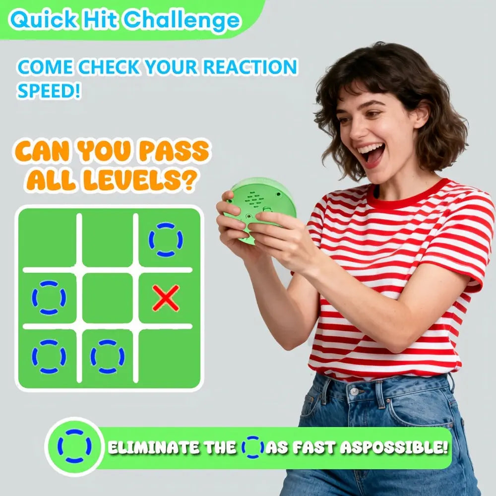 4-in-1 Electronic Tic Tac Toe Game: AI Battle, Two-Player Mode, Memory & Speed Challenge | Handheld Portable Game Console, Suitable for Both Kids and Adults (Batteries Not Included)(green) Wholesale Hub