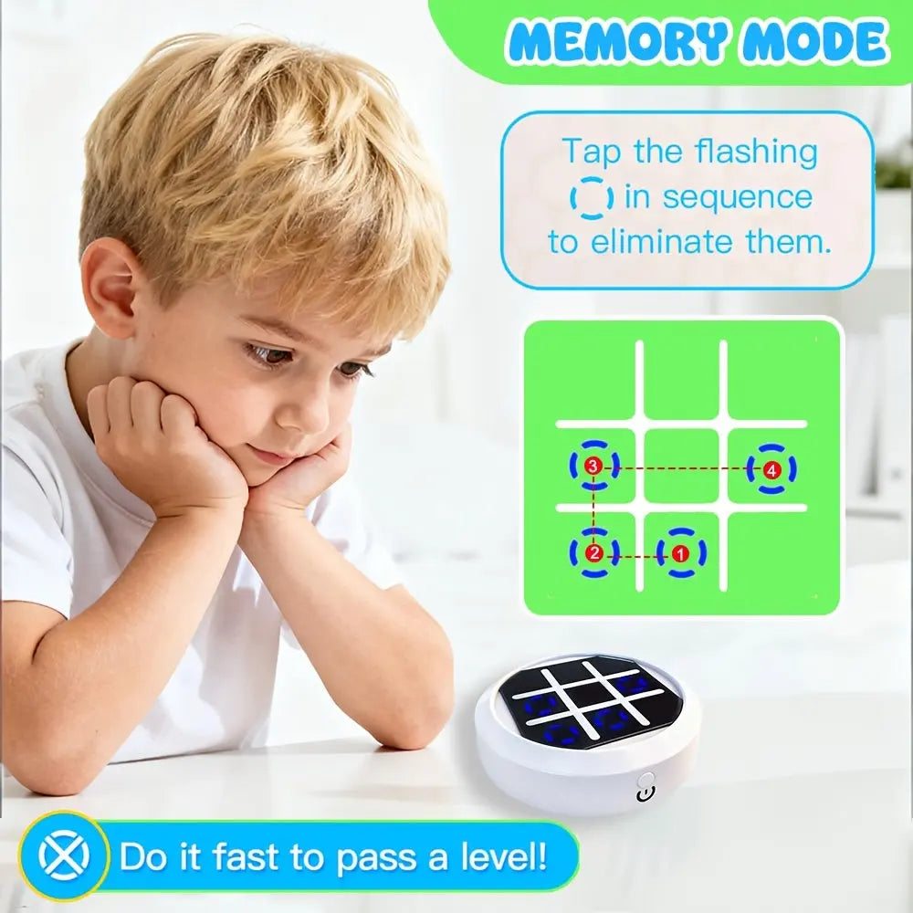 4-in-1 Electronic Tic Tac Toe Game: AI Battle, Two-Player Mode, Memory & Speed Challenge | Handheld Portable Game Console, Suitable for Both Kids and Adults (Batteries Not Included)(green) Wholesale Hub