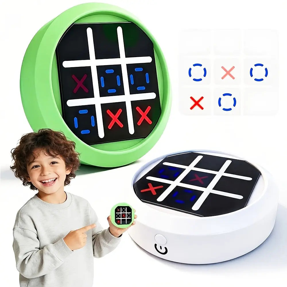 4-in-1 Electronic Tic Tac Toe Game: AI Battle, Two-Player Mode, Memory & Speed Challenge | Handheld Portable Game Console, Suitable for Both Kids and Adults (Batteries Not Included)(green) Wholesale Hub