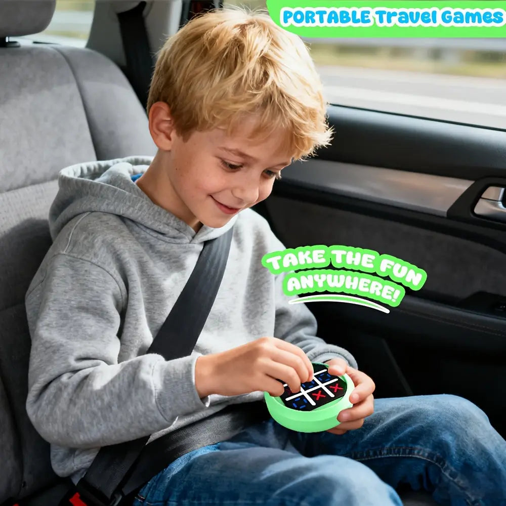 4-in-1 Electronic Tic Tac Toe Game: AI Battle, Two-Player Mode, Memory & Speed Challenge | Handheld Portable Game Console, Suitable for Both Kids and Adults (Batteries Not Included)(WHITE) Wholesale Hub