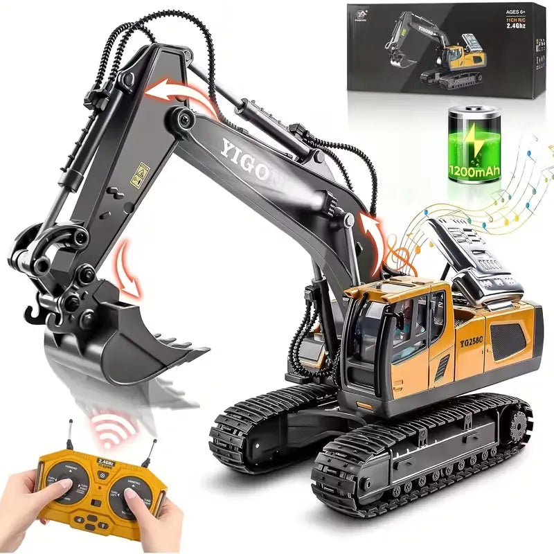 Mini Excavator Toy with Remote & App Control, High-Tech 11-Channel Alloy & Plastic Engineering Vehicle, Fun Toy for Men, Perfect Gift for Kids. Wholesale Hub