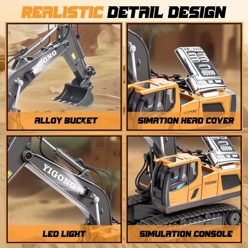 Mini Excavator Toy with Remote & App Control, High-Tech 11-Channel Alloy & Plastic Engineering Vehicle, Fun Toy for Men, Perfect Gift for Kids. Wholesale Hub