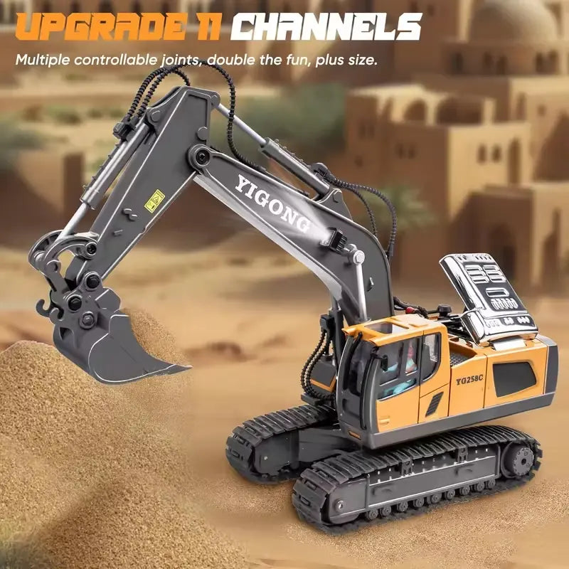 Mini Excavator Toy with Remote & App Control, High-Tech 11-Channel Alloy & Plastic Engineering Vehicle, Fun Toy for Men, Perfect Gift for Kids. Wholesale Hub