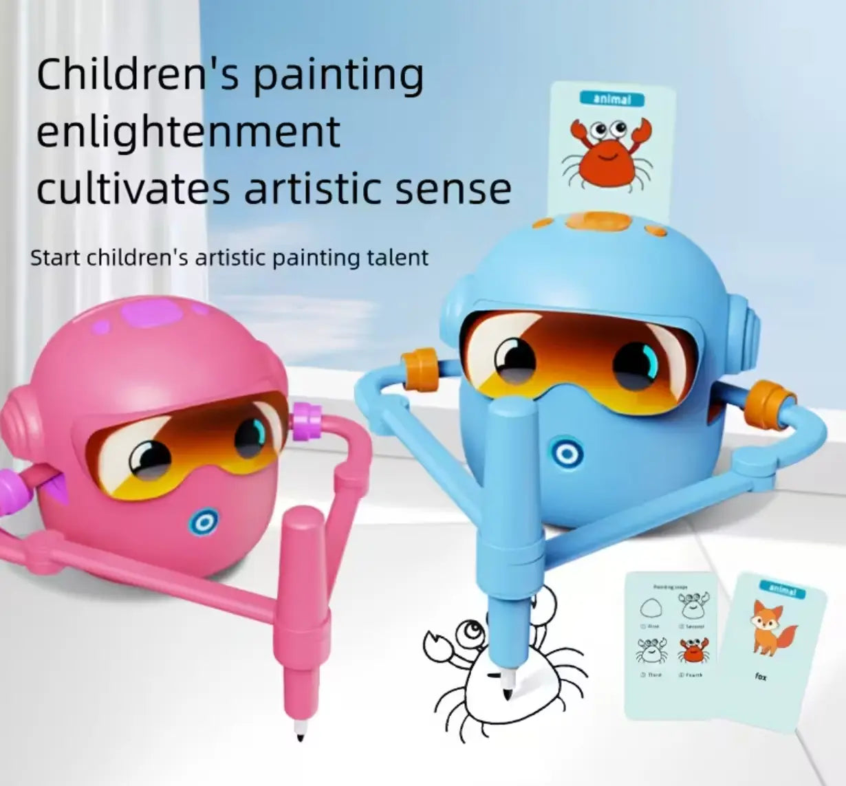 Smart Children's Drawing Robot, an automatic drawing robot toy and interactive educational painting machine. This intelligent robot is a fun educational toy, equipped with 100 cards, suitable for boys and girls aged 3 and above. It makes a perfect gift fo Wholesale Hub