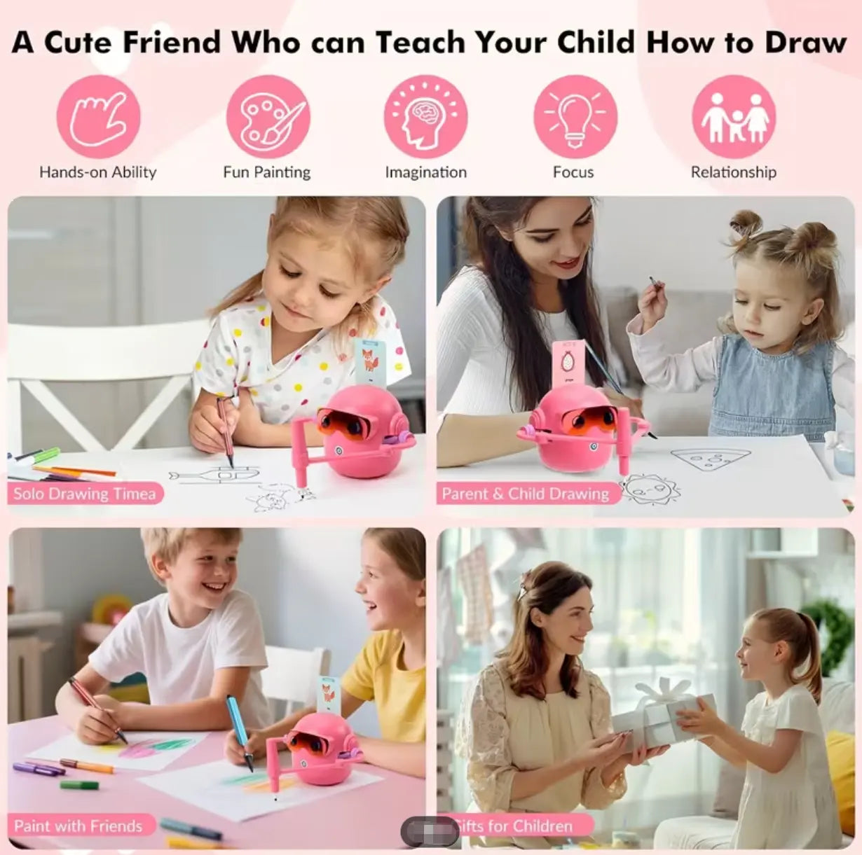 Smart Children's Drawing Robot, an automatic drawing robot toy and interactive educational painting machine. This intelligent robot is a fun educational toy, equipped with 100 cards, suitable for boys and girls aged 3 and above. It makes a perfect gift fo Wholesale Hub