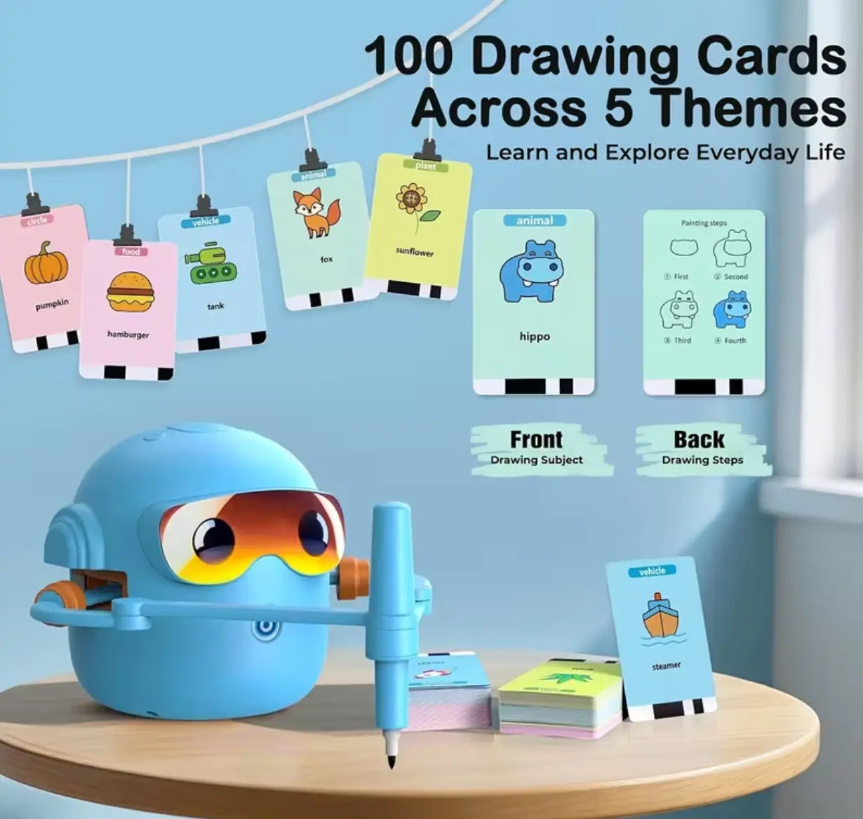 Smart Children's Drawing Robot, an automatic drawing robot toy and interactive educational painting machine. This intelligent robot is a fun educational toy, equipped with 100 cards, suitable for boys and girls aged 3 and above. It makes a perfect gift fo Wholesale Hub