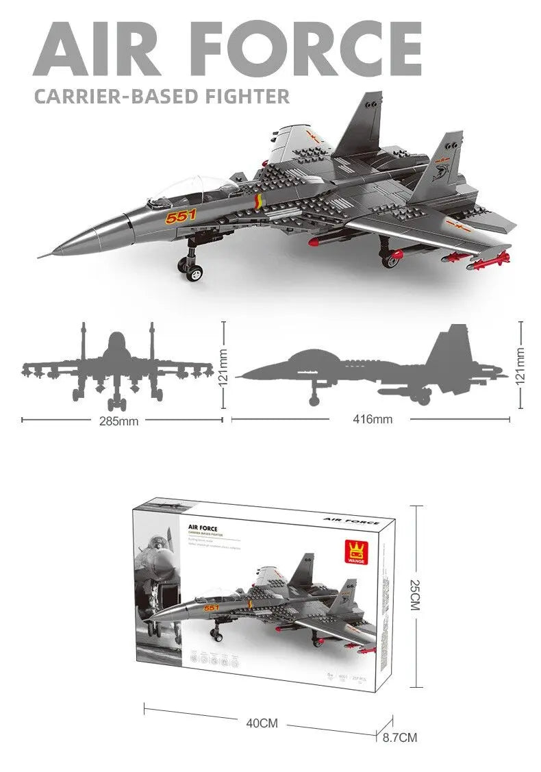 Christmas gift J-15 Carrier-Based Fighter Jet Building Blocks Set, 272 Pieces Military Aircraft Model Kit for Kids Aged 6+ & Enthusiasts(J15 carrier aircraft) Wholesale Hub