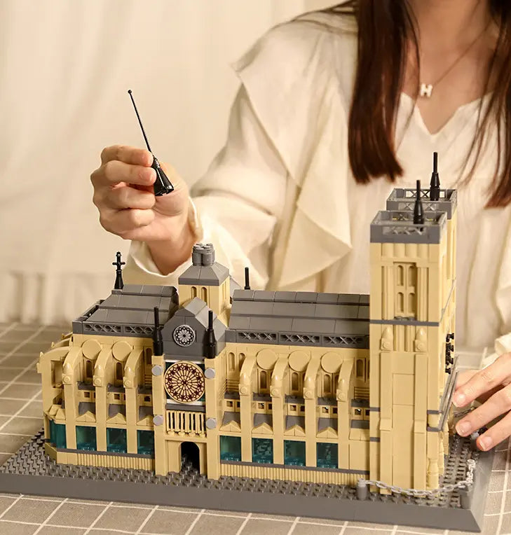Notre-Dame Cathedral of Paris Mini Building Blocks Model – Iconic Gothic Landmark for Home Display, Educational Play & Gift-Giving (Beige) | Other Architectural Models Available In-Store Wholesale Hub