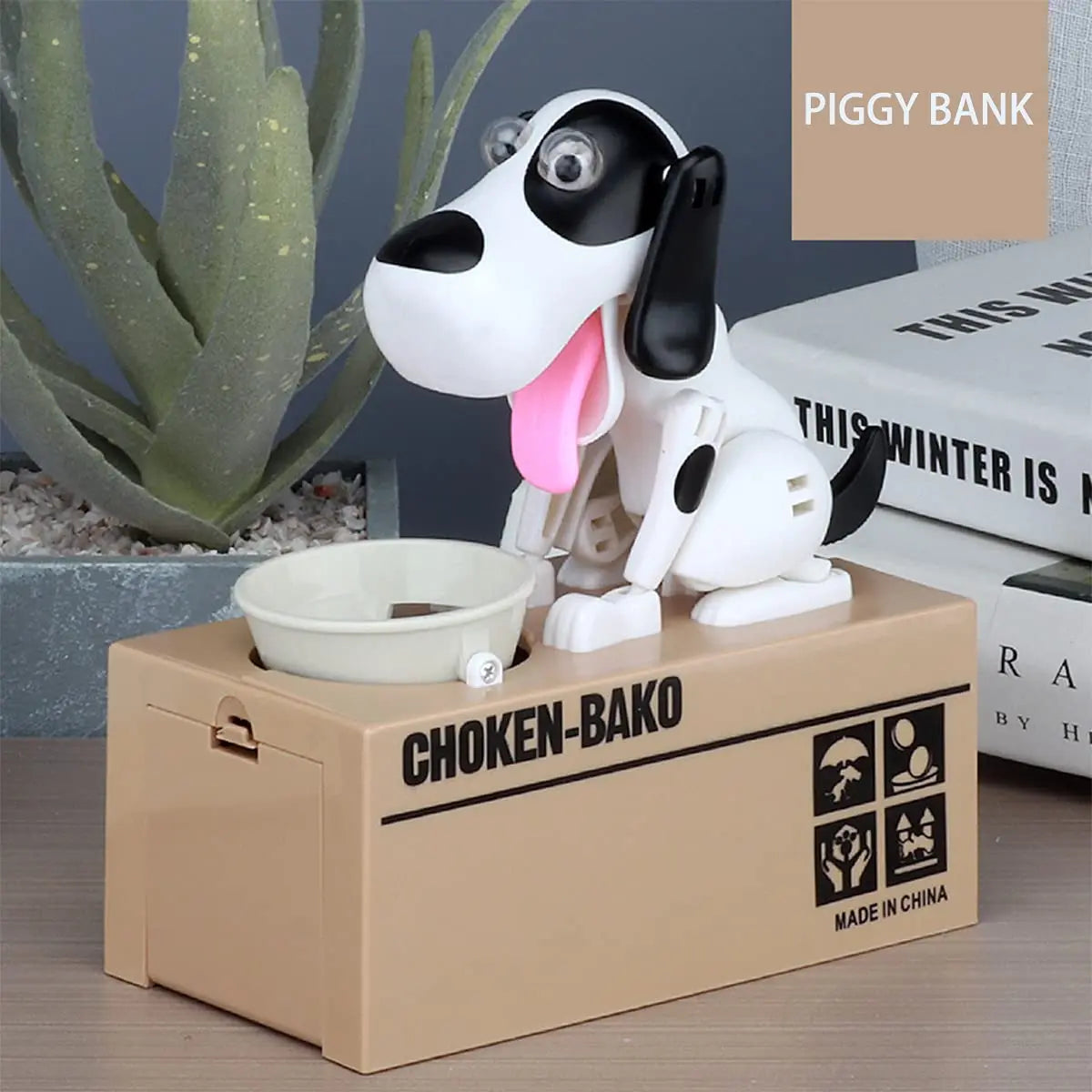 Interactive Dog Coin Bank – Automatic Electric Money Saving Piggy Bank with Moving Dog Design – Fun Kids Gift & Desk Decor (White) Wholesale Hub