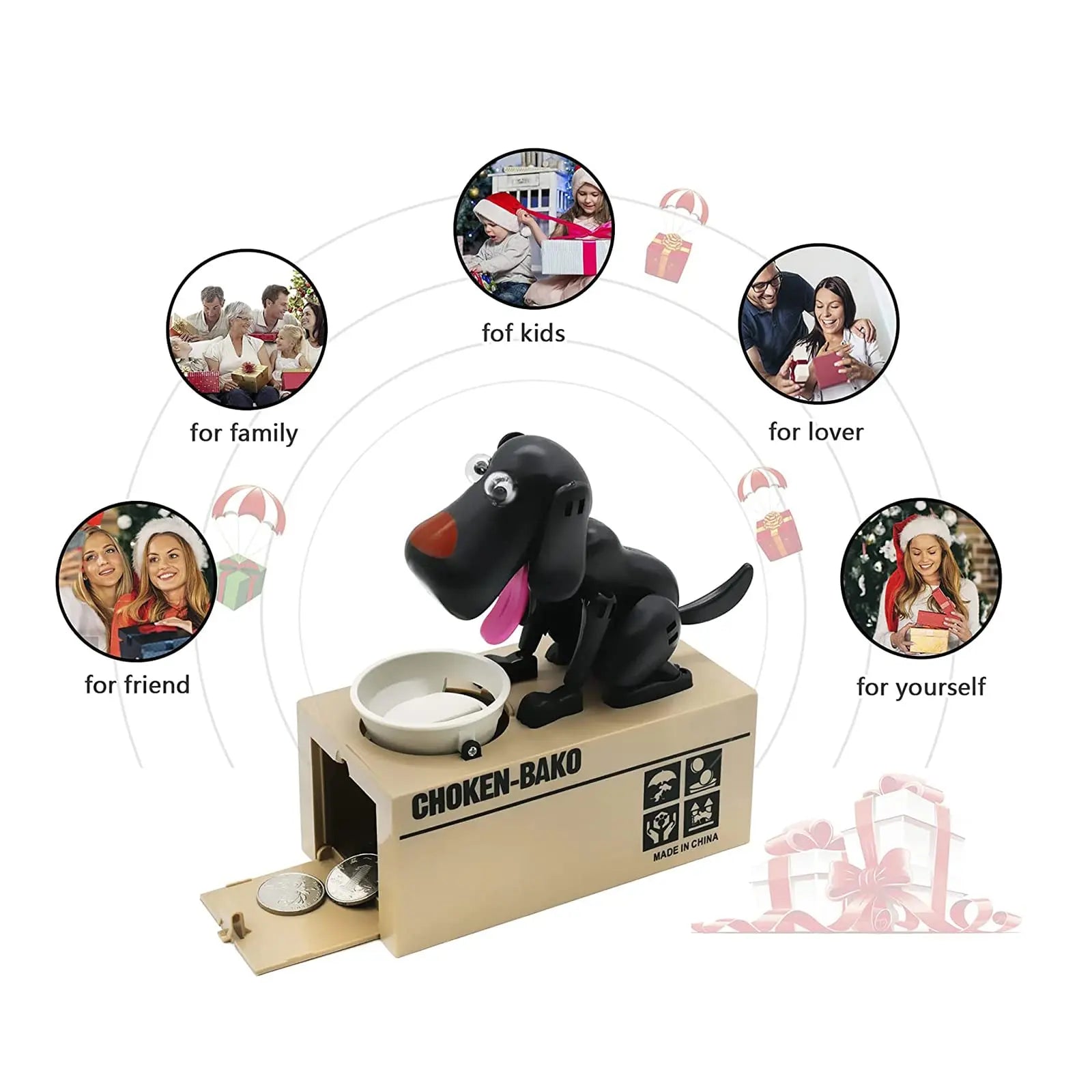 Interactive Dog Coin Bank – Automatic Electric Money Saving Piggy Bank with Moving Dog Design – Fun Kids Gift & Desk Decor (Black) Wholesale Hub