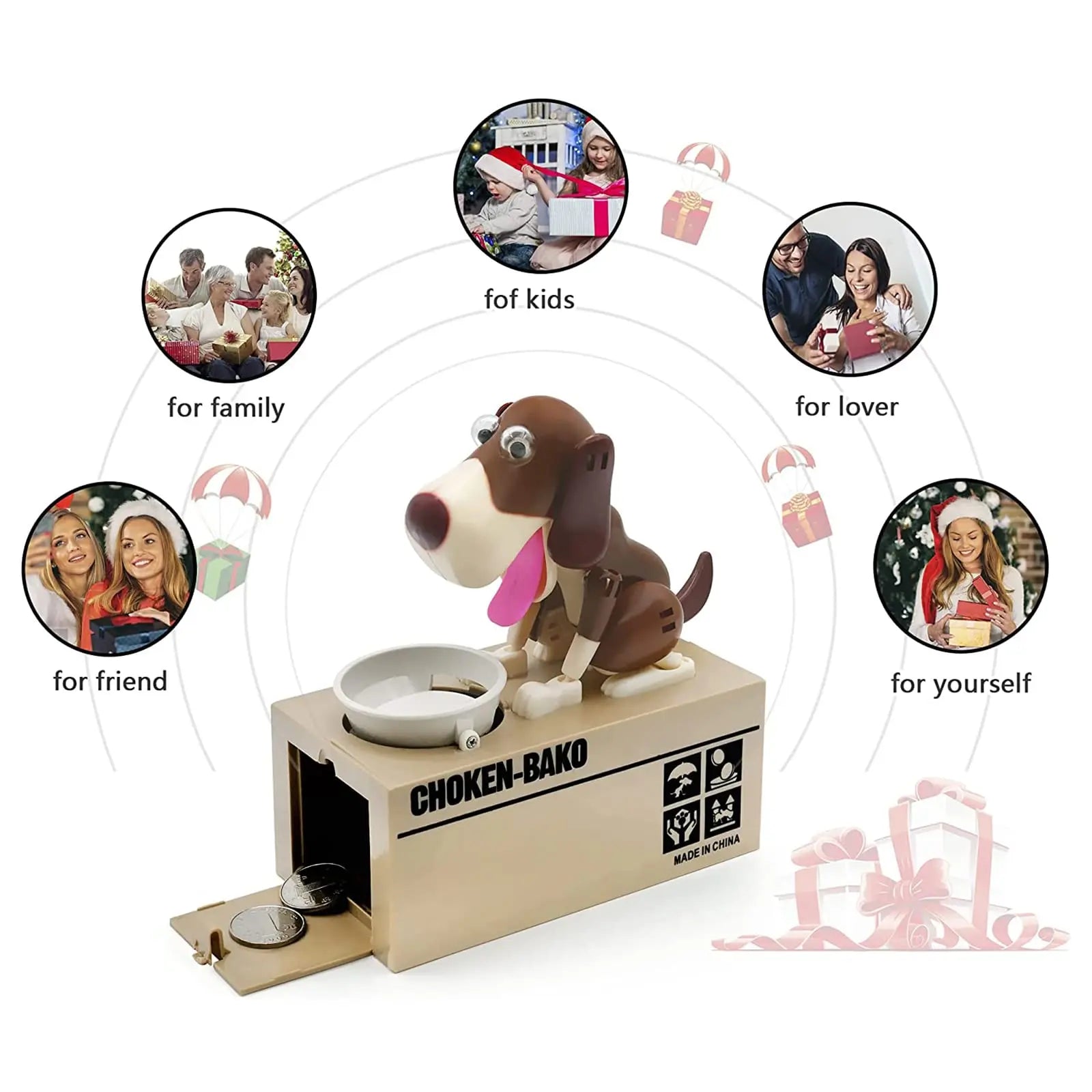 Interactive Dog Coin Bank – Automatic Electric Money Saving Piggy Bank with Moving Dog Design – Fun Kids Gift & Desk Decor (Coffee) Wholesale Hub