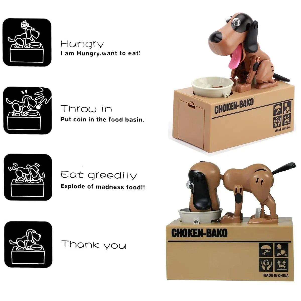 Interactive Dog Coin Bank – Automatic Electric Money Saving Piggy Bank with Moving Dog Design – Fun Kids Gift & Desk Decor (Brown) Wholesale Hub