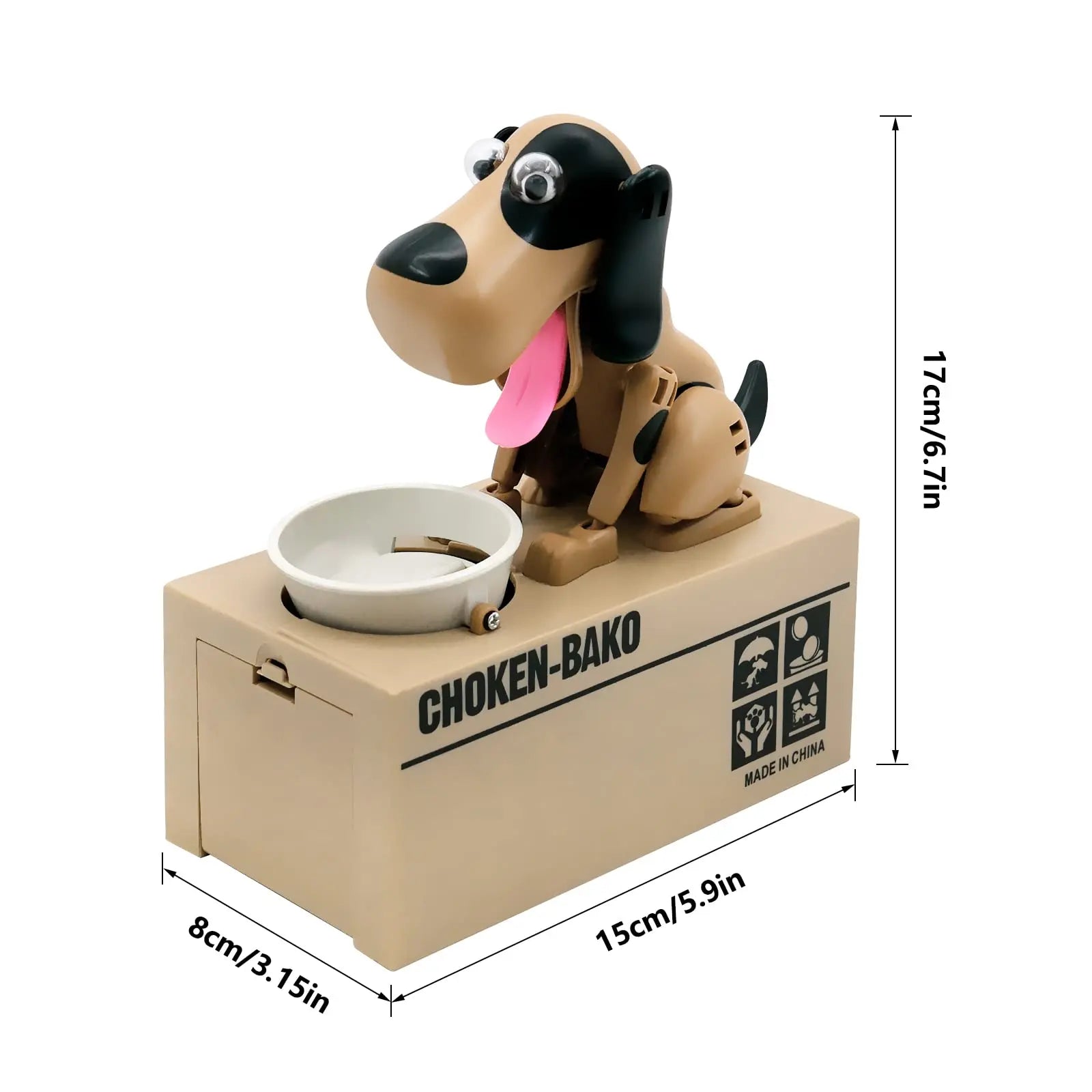 Interactive Dog Coin Bank – Automatic Electric Money Saving Piggy Bank with Moving Dog Design – Fun Kids Gift & Desk Decor (Brown) Wholesale Hub