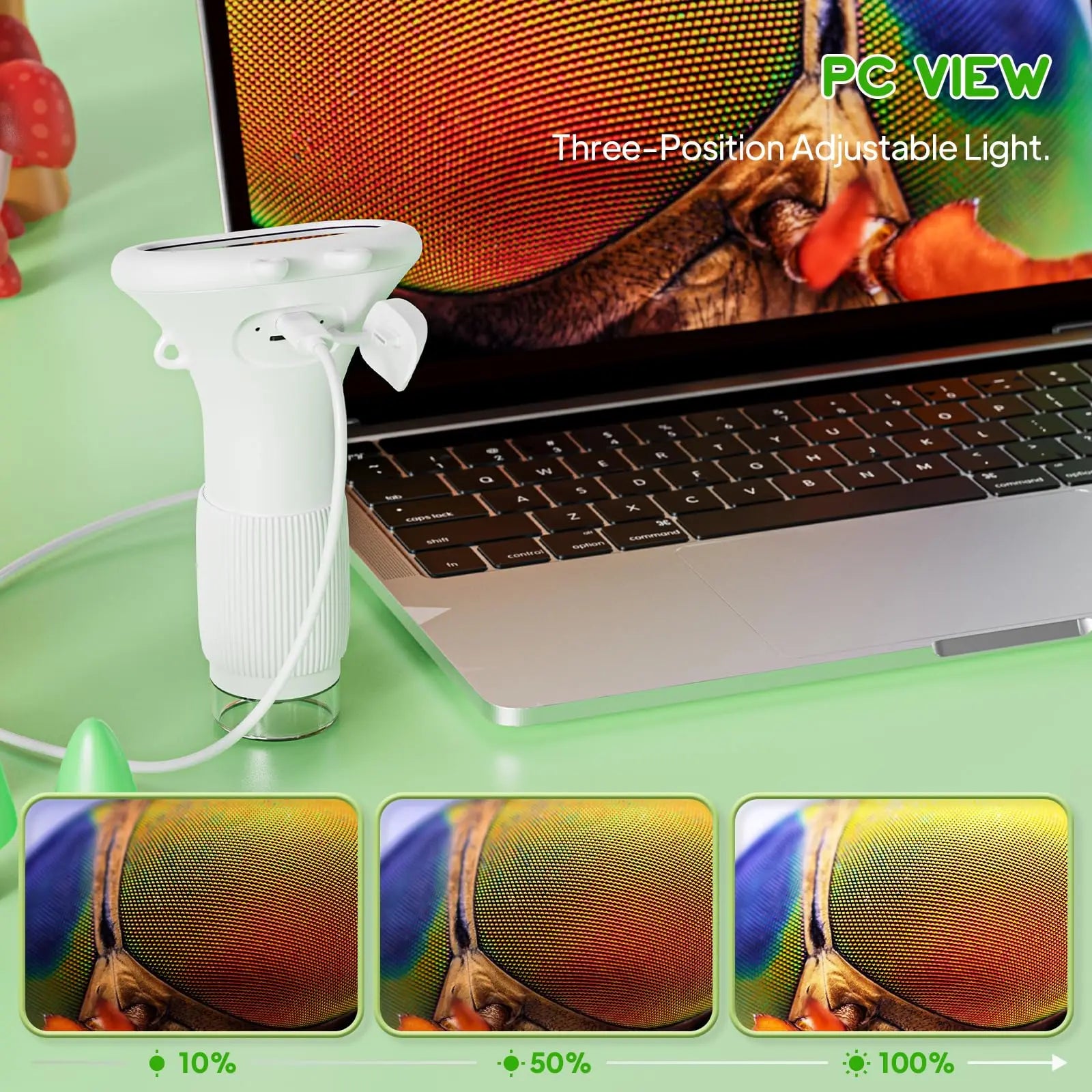 Student Digital Microscope for Kids – Portable 1000x Magnification Handheld Scope with 2 Inch HD Screen, LED Light & Photo Storage, Ideal for Science Class and Outdoor Exploration (White) Wholesale Hub