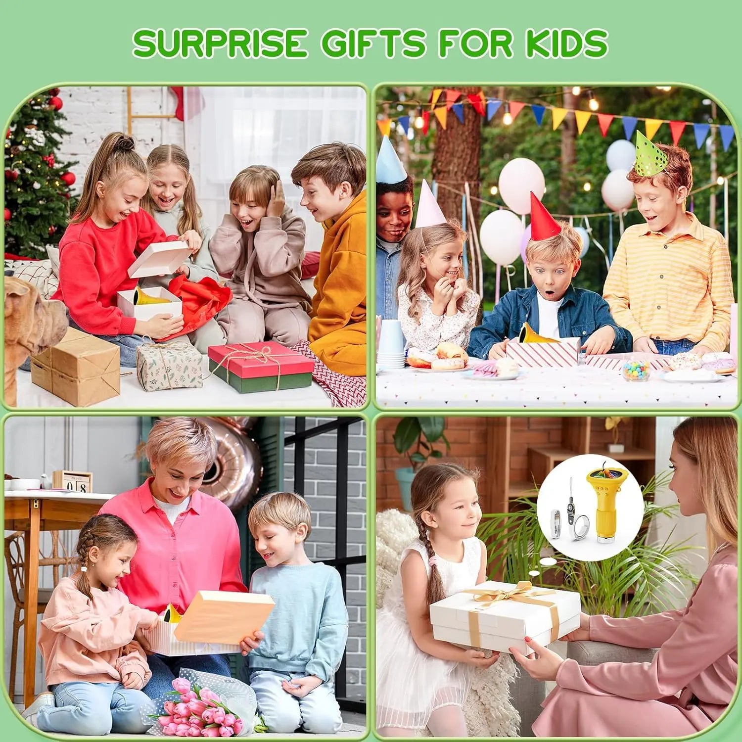 Student Digital Microscope for Kids – Portable 1000x Magnification Handheld Scope with 2 Inch HD Screen, LED Light & Photo Storage, Ideal for Science Class and Outdoor Exploration (Yellow) Wholesale Hub