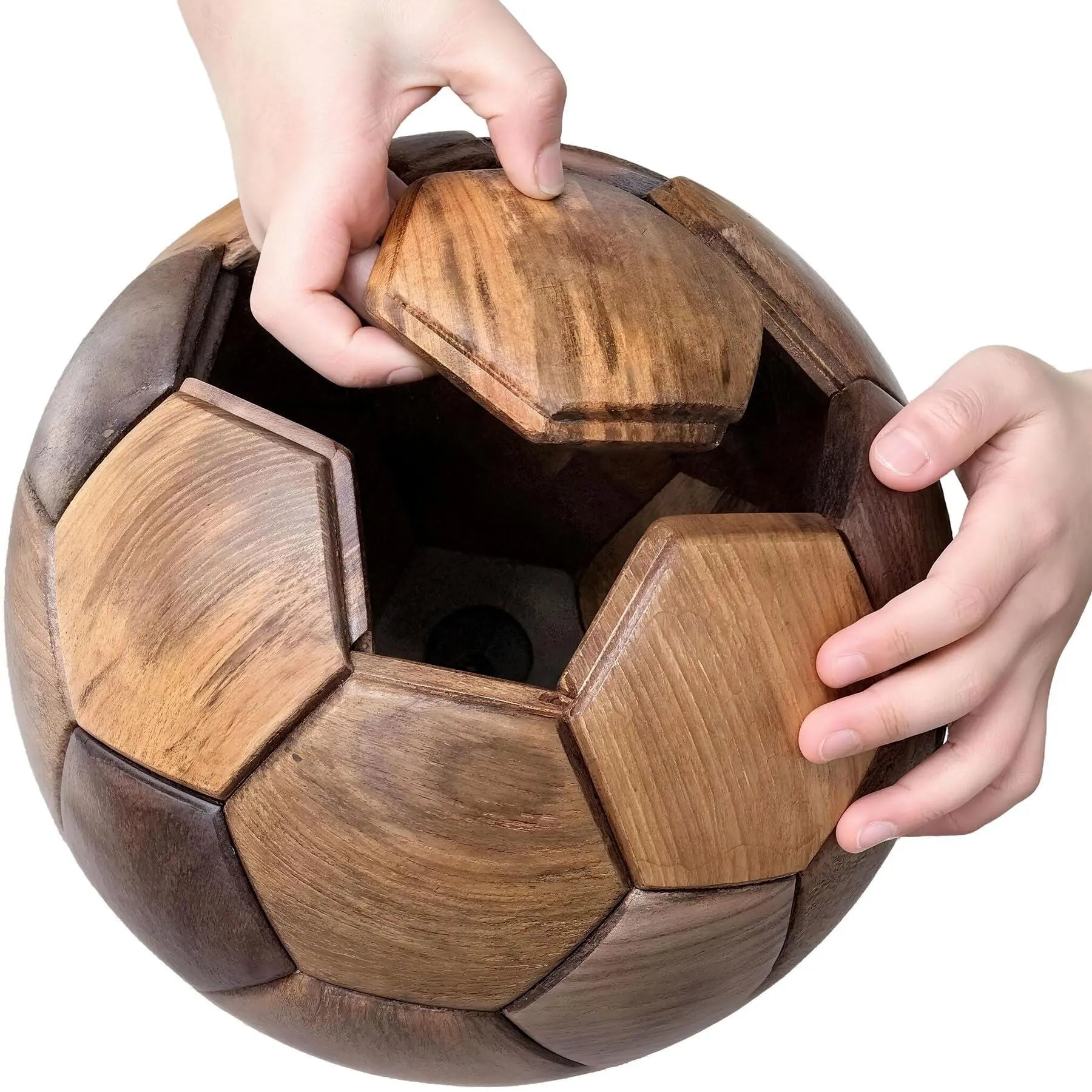 Handcrafted Wooden Football Puzzle – 3D Mortise and Tenon Soccer Ball Assembly Kit | Solid Teak, Walnut | DIY Gift for Adults, Kids & Football Fans Wholesale Hub