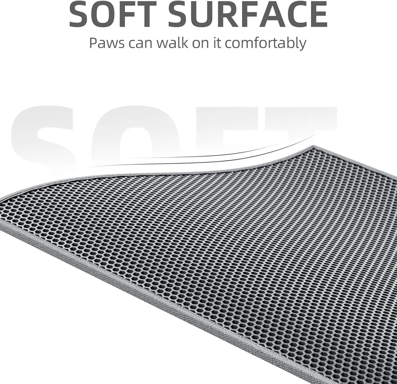 Double-Layer EVA Cat Litter Mat for Litter Box, Honeycomb Design Traps Scattered Sand, Waterproof & Non-Slip Floor Protector, Easy to Clean & Reuse (Grey) Wholesale Hub