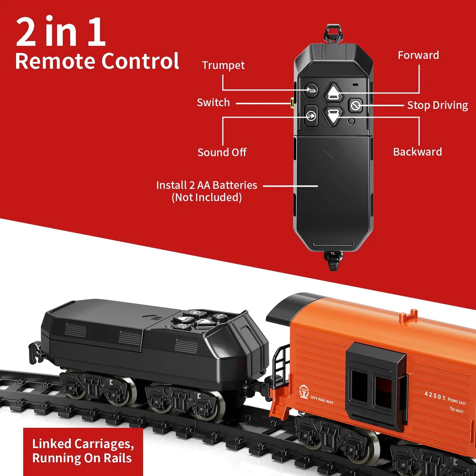 Model Train Set, Remote Control Train Toys with 3Way Smoke Locomotive, 5 Train Cars, Luxury Track Kit, Authentic Train Sounds & Lights, Rechargeable Battery, Top Present for Train Lovers (Black) Wholesale Hub