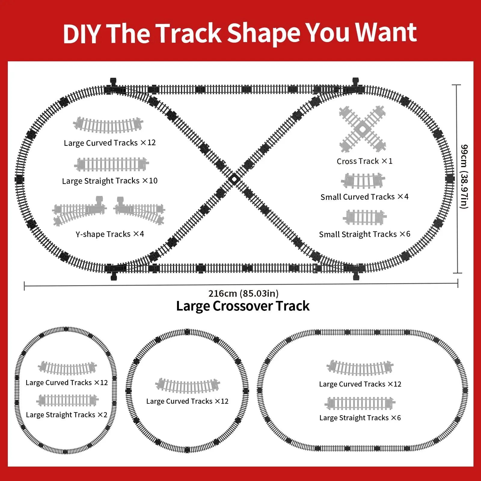 Model Train Set, Remote Control Train Toys with 3Way Smoke Locomotive, 5 Train Cars, Luxury Track Kit, Authentic Train Sounds & Lights, Rechargeable Battery, Top Present for Train Lovers (Black) Wholesale Hub