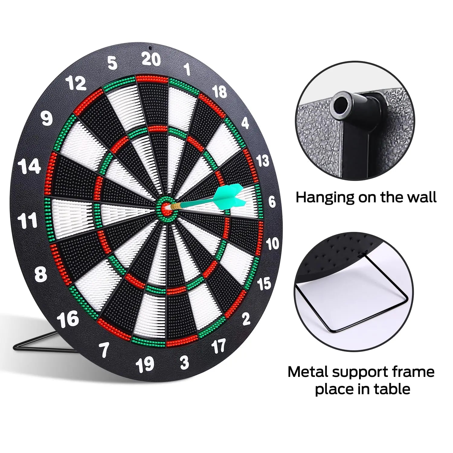 Safety Dart Board Set with 6 Soft Tip Darts: 16-Inch Rubber Dartboard for Family, Office & Party Leisure Sport Wholesale Hub