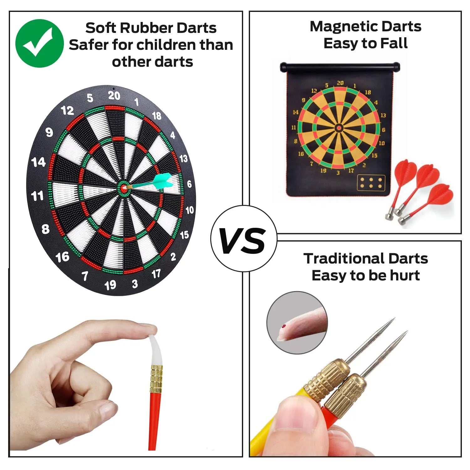 Safety Dart Board Set with 6 Soft Tip Darts: 16-Inch Rubber Dartboard for Family, Office & Party Leisure Sport Wholesale Hub