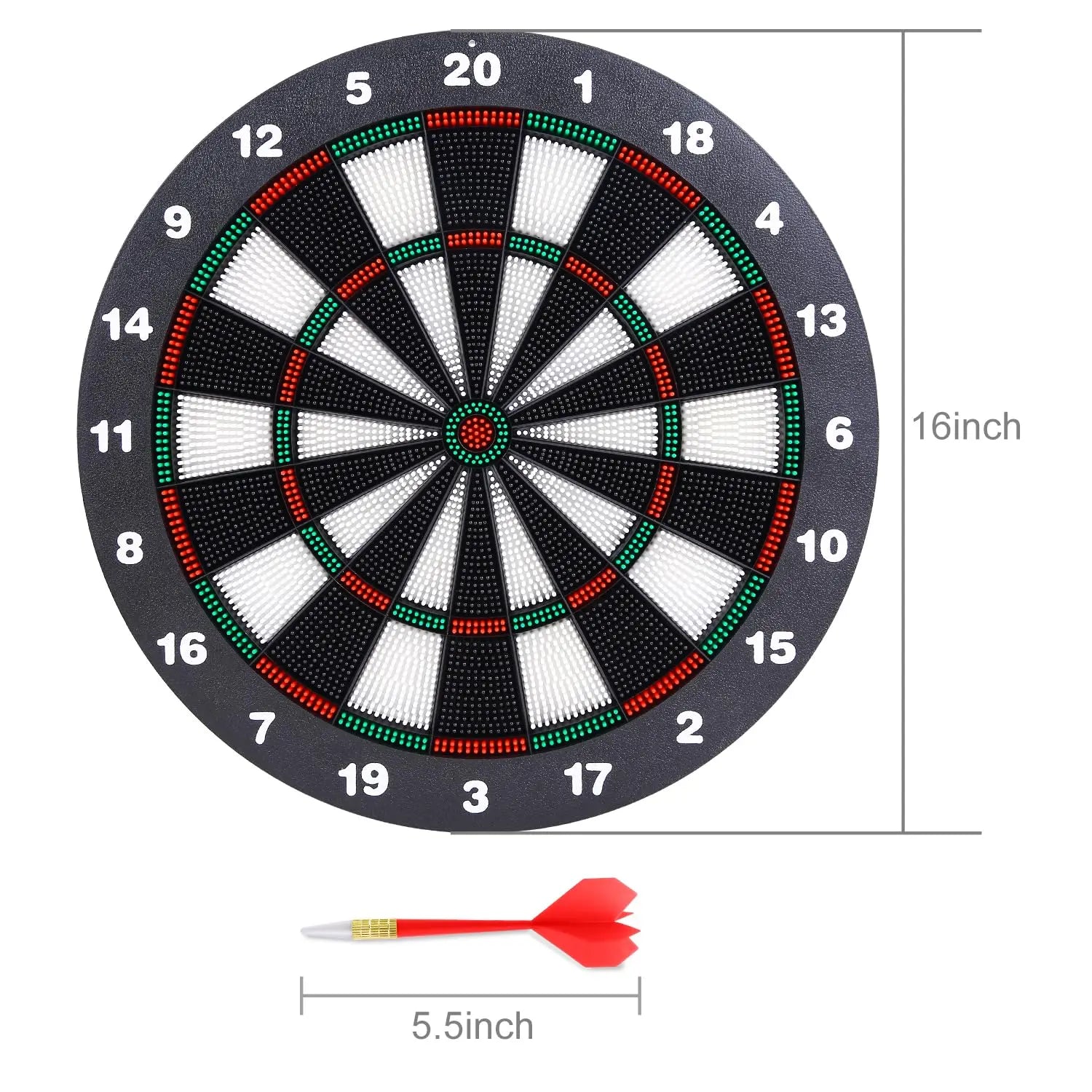 Safety Dart Board Set with 6 Soft Tip Darts: 16-Inch Rubber Dartboard for Family, Office & Party Leisure Sport Wholesale Hub