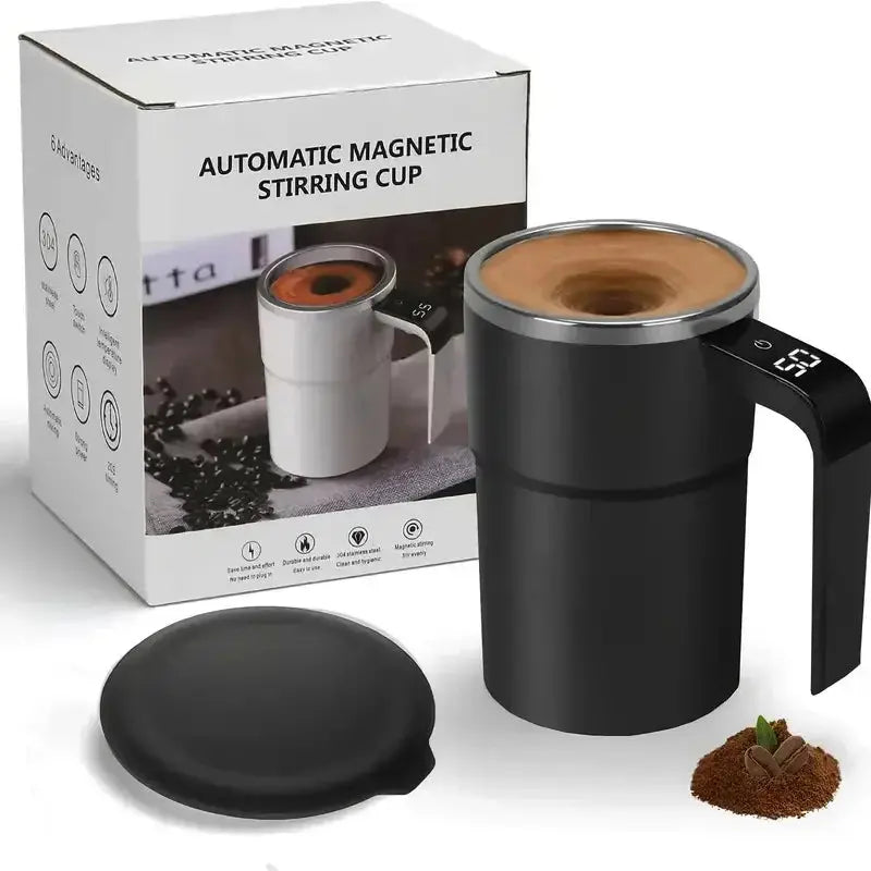 380ML Self-Stirring Electric Coffee Mug Black and White Cup Wholesale Hub