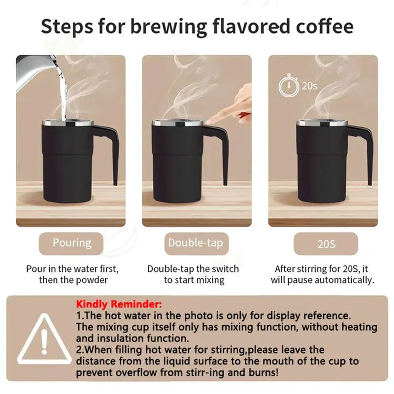 380ML Self-Stirring Electric Coffee Mug Black and White Cup Wholesale Hub