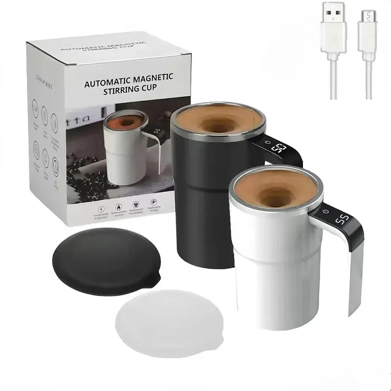 380ML Self-Stirring Electric Coffee Mug Black and White Cup Wholesale Hub