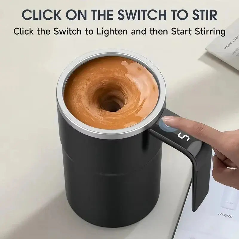 380ML Self-Stirring Electric Coffee Mug Black and White Cup Wholesale Hub