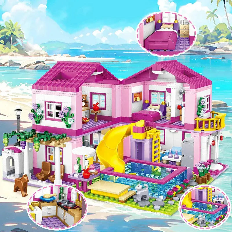 City Villa Castle Building Blocks Set With Pool Wholesale Hub